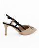 Immagine di LAURA BIAGIOTTI - Décolleté slingback beige con applicazione logo sulla punta, tacco 7CM