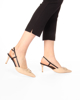 Immagine di LAURA BIAGIOTTI - Décolleté slingback beige con applicazione logo sulla punta, tacco 7CM