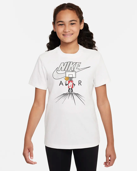 Immagine di NIKE - T shirt da bambino bianca in cotone con stampa frotale e posteriore