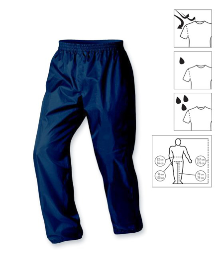 Immagine di BRUGI - Pantaloni richiudibili da uomo blu antivento idrorepellenti e impermeabili con elastico in vita e sulle caviglie