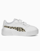 Immagine di PUMA - Sneakers da bambina bianca con logo leopardato e doppio strappo, numerata 19/27 - CARINA 2.0 ANIMAL V INF
