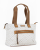 Immagine di CORTINA POLO STYLE - Borsa shopping bianca e beige loggata con zip frontale