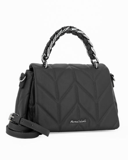 Immagine di MARINA GALANTI - Borsa nera con manico intreccio e patta