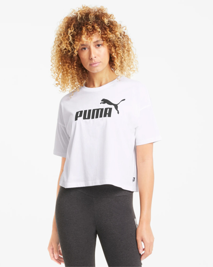 Immagine di PUMA - T shirt da donna bianca relaxed fit con logo nero