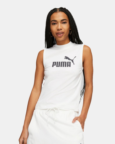 Immagine di PUMA - Canotta da donna bianca slim fit con logo nero