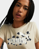 Immagine di PUMA - T shirt girocollo da donna beige in cotone con logo leopardato