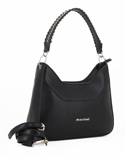 Immagine di MARINA GALANTI - Borsa nera a spalla con borchie e tracolla rimovibile