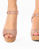 Immagine di MISS GLOBO - Sandalo zeppa nude con fascia merlettata, tacco 10cm