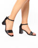 Immagine di MISS GLOBO -Sandalo nero con finiture glitter, PRODOTTO ITALIANO con sottopiede in VERA PELLE tacco 6,5cm