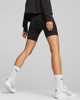 Immagine di PUMA - Pantaloncini corti da donna neri con logo bianco e stampa logo laterale