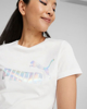 Immagine di PUMA - T shirt girocollo da donna bianca in cotone con logo metallizzato