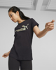Immagine di PUMA - T shirt girocollo da donna nera in cotone con logo metallizzato