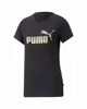 Immagine di PUMA - T shirt girocollo da donna nera in cotone con logo metallizzato