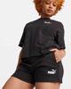 Immagine di PUMA - Pantaloncini corti da donna neri con logo bianco e stampa logo laterale