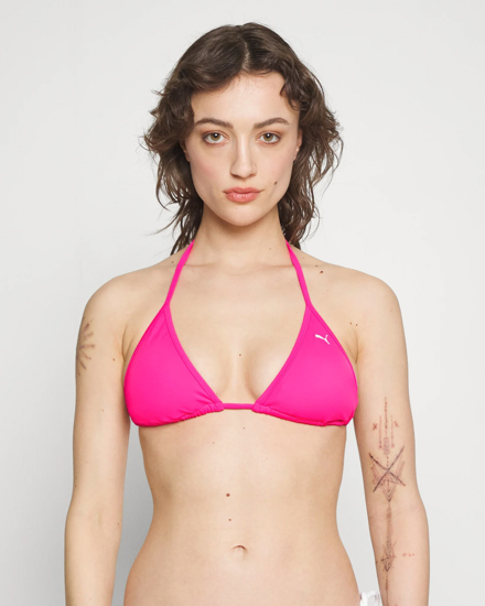 Immagine di PUMA - Top bikini triangolo fuchsia con logo bianco