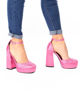 Immagine di TULIPANO - Pumps in raso rosa con doppio plateau e strass  - tacco 12 cm