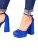 Immagine di TULIPANO - Pumps in raso blu con doppio plateau e strass  - tacco 12 cm