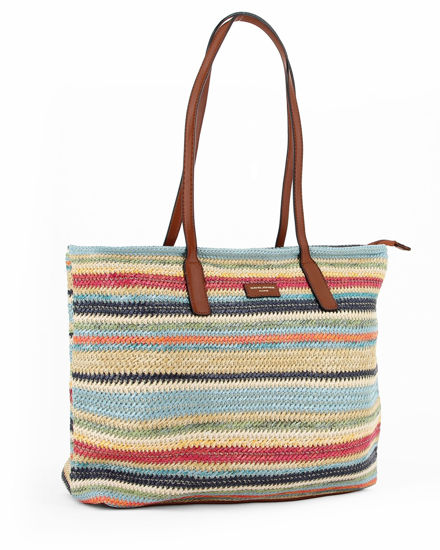 Immagine di DAVID JONES - Borsa con fantasia a righe colorate in paglia