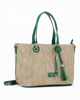 Immagine di DAVID JONES - Borsa verde in paglia con portachiave