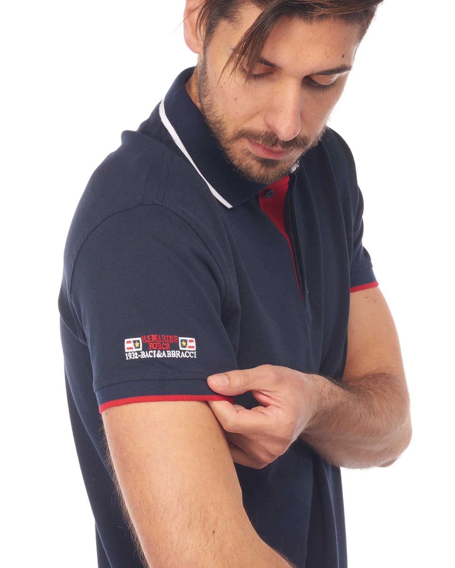 Polo Iceberg mezza zip in piquet con ricamo cartoon uomo