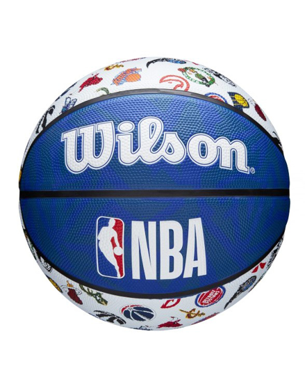 Globo E-Commerce - Calzature, Abbigliamento, Sport, Intimo, Accessori -  WILSON - Pallone da basket bianco e blu in gomma rinforzata con dettagli  colorati