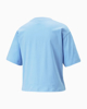 Immagine di PUMA - T shirt girocollo da donna relaxed fit azzurra in cotone con logo bianco e blu