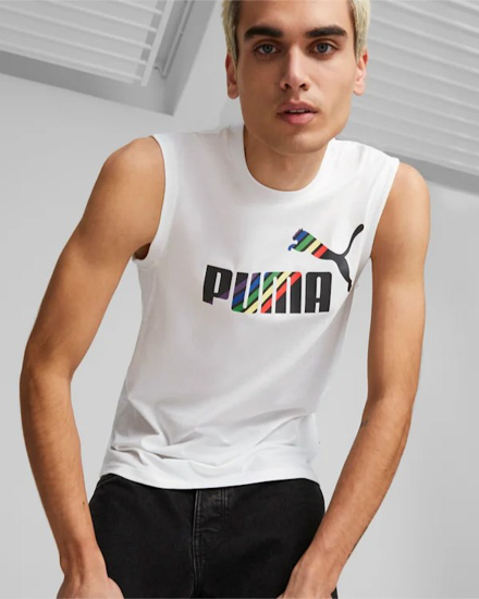 Immagine di PUMA - Canotta bianca con logo nero e arcobaleno