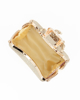 Immagine di Clutch oro in glitter con manici catena e chiusura gioiello  - DIVAS