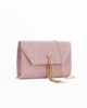 Immagine di DIVAS - Pochette oro rosa in lurex con pennacchio frange