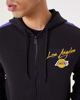 Immagine di NEW ERA - Felpa nera e viola con cappuccio zip frontale e logo Lakers