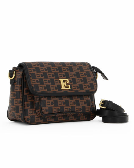 Immagine di ENRICO COVERI - Borsa da donna nera loggata con patta