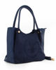 Immagine di LANCETTI - Borsa blu notte da donna in camoscio con logo frontale e tracolla rimovibile