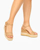 Immagine di MISS GLOBO - Sandalo beige con zeppa 9,5cm e sottopiede in VERA PELLE