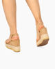 Immagine di MISS GLOBO - Sandalo beige con zeppa 9,5cm e sottopiede in VERA PELLE