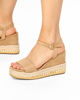 Immagine di MISS GLOBO - Sandalo beige con zeppa 9,5cm e sottopiede in VERA PELLE