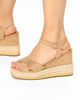 Immagine di MISS GLOBO - Sandalo beige con zeppa 9,5cm e sottopiede in VERA PELLE