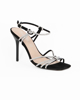 Immagine di MISS GLOBO COUTURE - Sandalo gioiello nero con fili di strass tacco 10cm e sottopiede in VERA PELLE