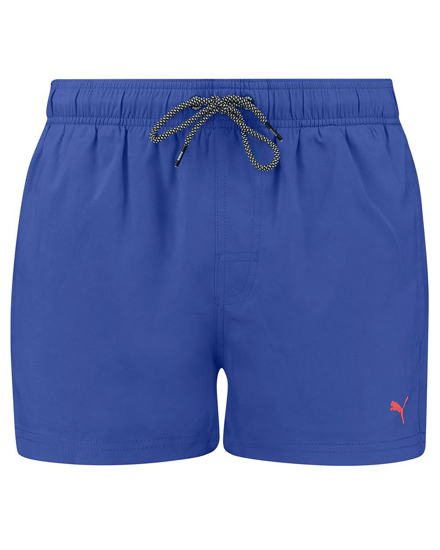 Immagine di PUMA - Costume da bagno pantaloncino corto blu  con logo arancione fluo