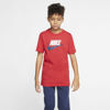 Immagine di NIKE - T shirt girocollo da bambino rossa in cotone con logo bianco