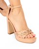 Immagine di LAURA BIAGIOTTI - Sandalo beige con stampa loghi e ciondolo alla caviglia- TACCO 10,5 cm