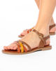 Immagine di ZANTEA - Sandalo marrone in VERA PELLE con cinturini incrociati multicolor