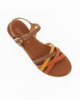 Immagine di ZANTEA - Sandalo marrone in VERA PELLE con cinturini incrociati multicolor