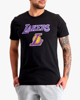 Immagine di NEW ERA - T shirt girocollo nera in cotone con logo Lakers