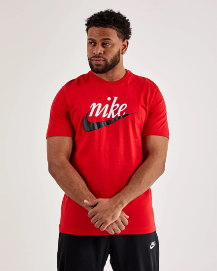 Immagine di NIKE - T shirt girocollo da uomo rossa con logo bianco e nero