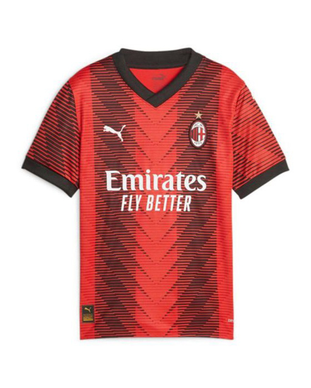 Immagine di PUMA - T shirt da calcio uomo nera e rossa in tessuto traspirante con logo Milan - HOME JERSEY