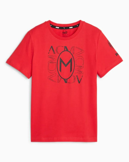 Immagine di PUMA - T shirt girocollo da bambino rossa con logo Milan