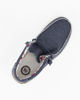 Immagine di COTTON BELT - Scarpa da barca donna blu scuro e bianca con lacci - WALLY LINEN