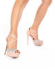 Immagine di MISS GLOBO - Sandalo in raso nude con strass e plateau, tacco 13cm