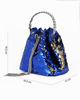 Immagine di DIVAS - Pochette blu a secchiello con paillettes e diamantini
