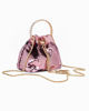 Immagine di DIVAS - Pochette rosa a secchiello con paillettes e diamantini
